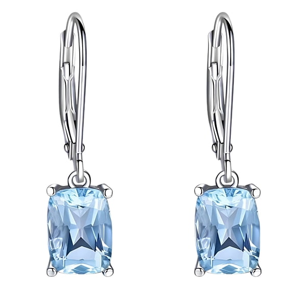 Blue Topaz Simulated Drop Earrings for Women CZ White Gold Plated Ginger Lyne Collection