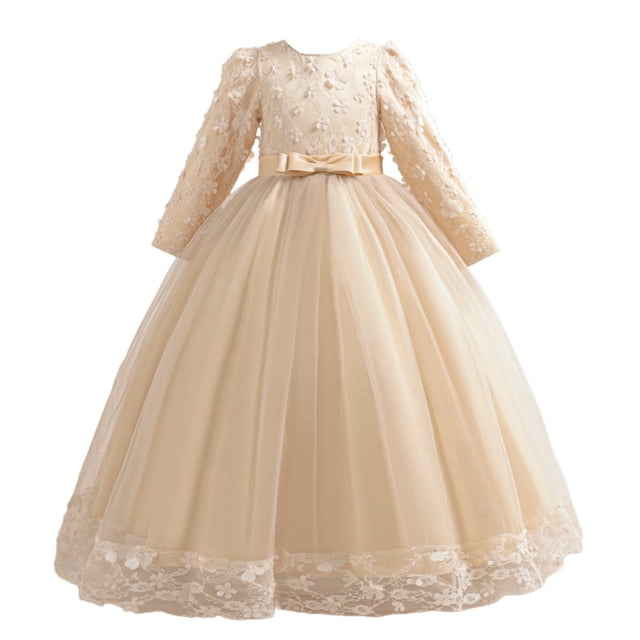 RXMEKW Robe à Manches Longues, Robe Décontractée à Col Rond Uni pour Filles pour le Printemps et l'Été, avec Manches Volantes