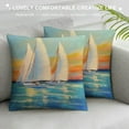 thumbnail image 3 of Nawypu  Abstract Art Oil Painting Cushion Cover Sailboat on Ocean Sail  Pillowcases Decoration for Sofa Bed Chair Car Square Pillow Cover , Blue, 3 of 5