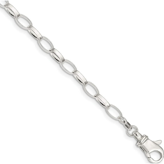 Sterling Silver 10 Inch Solid Polished Fancy Link Anklet (10 X 5) Made In India qg1178-10