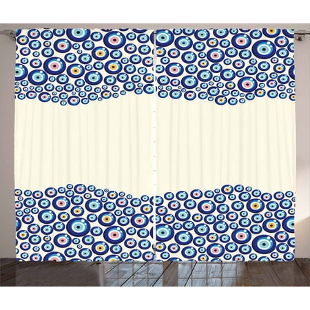 Evil Eye Curtains 2 Panels Set Energetic Border Framework Design