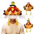 thumbnail image 7 of Adult Thanksgiving Turkey Hat Cartoon Plush Headwear Holiday Party Cap for Men Women One Size, 7 of 7