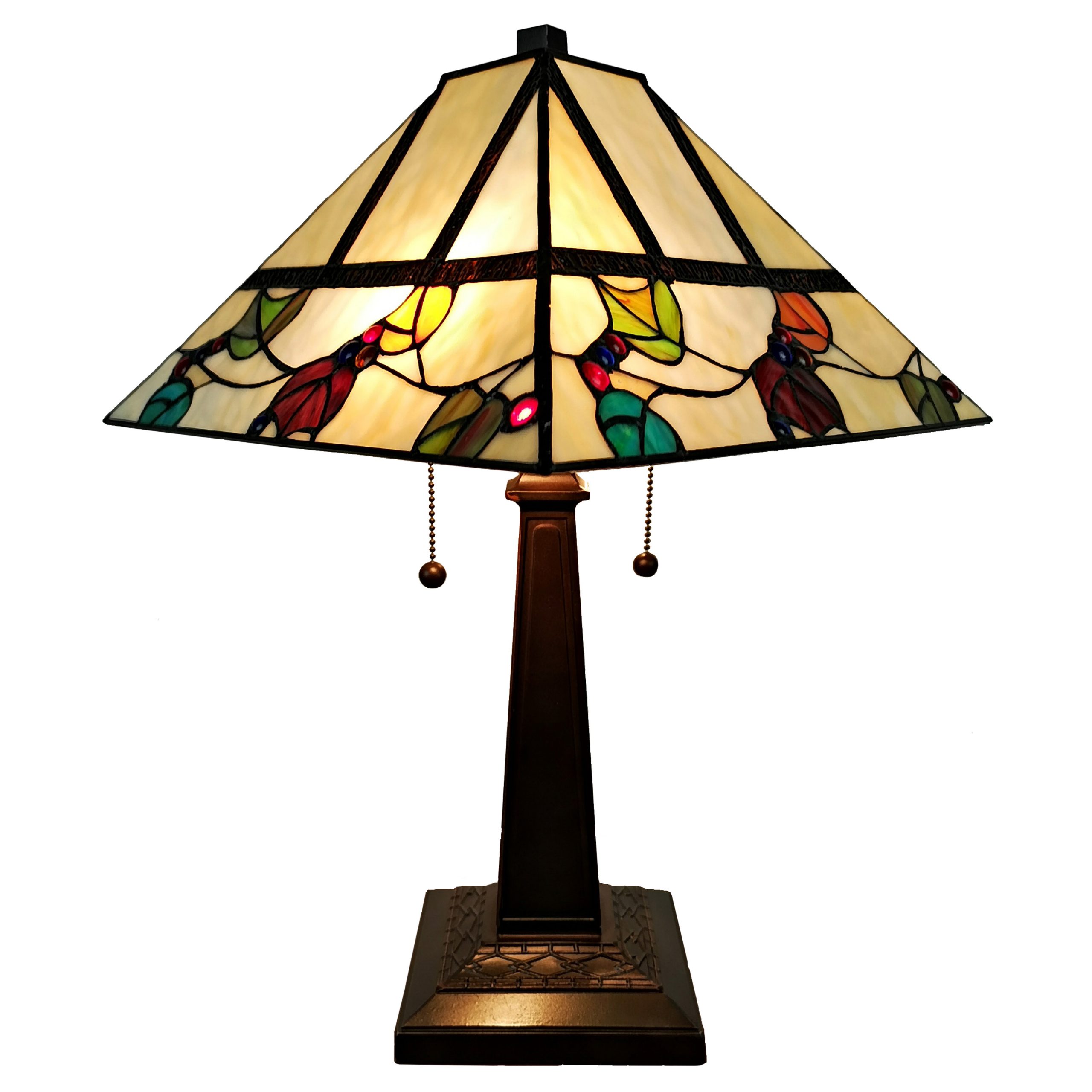 Tiffany Style 2 Light Floral Table Lamp 23" Tall