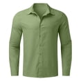 thumbnail image 5 of QATAINLAV Mens Big and Tall Cotton Linen Shirts Casual Button Down Lapel Dress Shirts Solid Color Long Sleeve Work Tops 2024 Fall Blouses Prime Sales Army Green 5XL, 5 of 6
