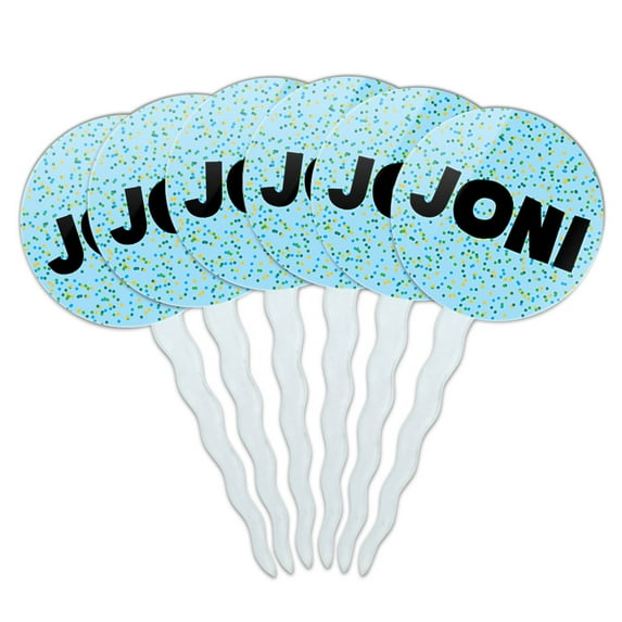 Joni Cupcake Picks Toppers - Set of 6 - Blue Speckles