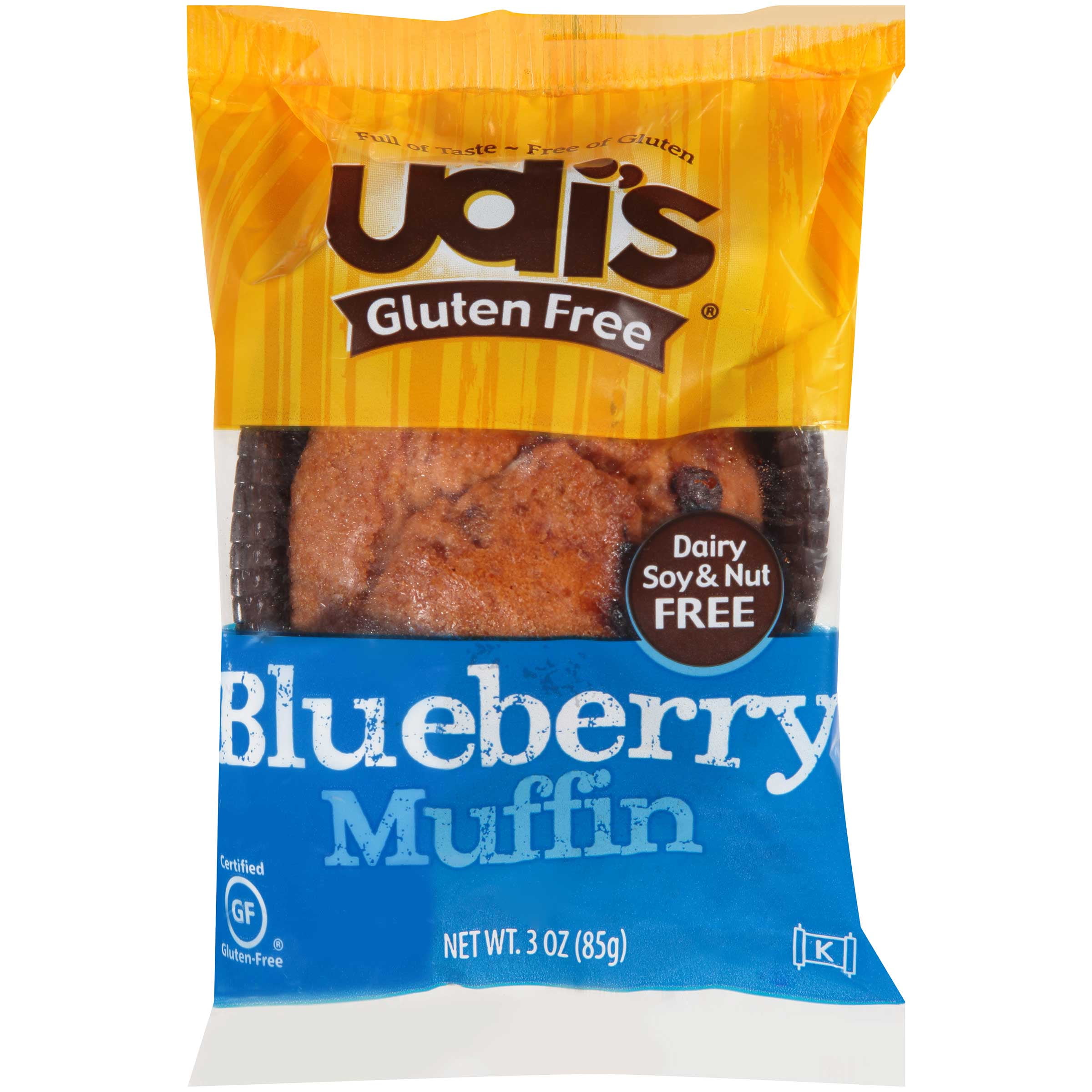 Udis Pinnacle Foods Gluten Free Blueberry Muffin, 3 Ounce 36 per case