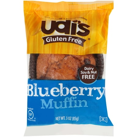 Udis Pinnacle Foods Gluten Free Blueberry Muffin, 3 Ounce - 36 per case.