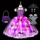 thumbnail image 3 of Disfraz de bruja con luz LED para niñas de Halloween, vestido con tutú de murciélago, disfraz de carnaval, fiesta, vestido de baile hecho a mano para niños pequeños, 3 of 5