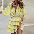 thumbnail image 2 of Herrnalise Women’s Dresses Summer 2024 SexyHalf Sleeve Printed V-NeckHemRuffle Irregular Dresses S-2XL, 2 of 6