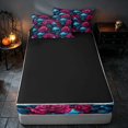 thumbnail image 4 of Homewish Halloween Gothic Skull Zipper Twin Comforter Sets with Fitted Sheet and 2 Pillowcases, Retro Rose Floral Zipper Bedding Set, Cyan Magenta Black, Black Reversible, 4 of 7