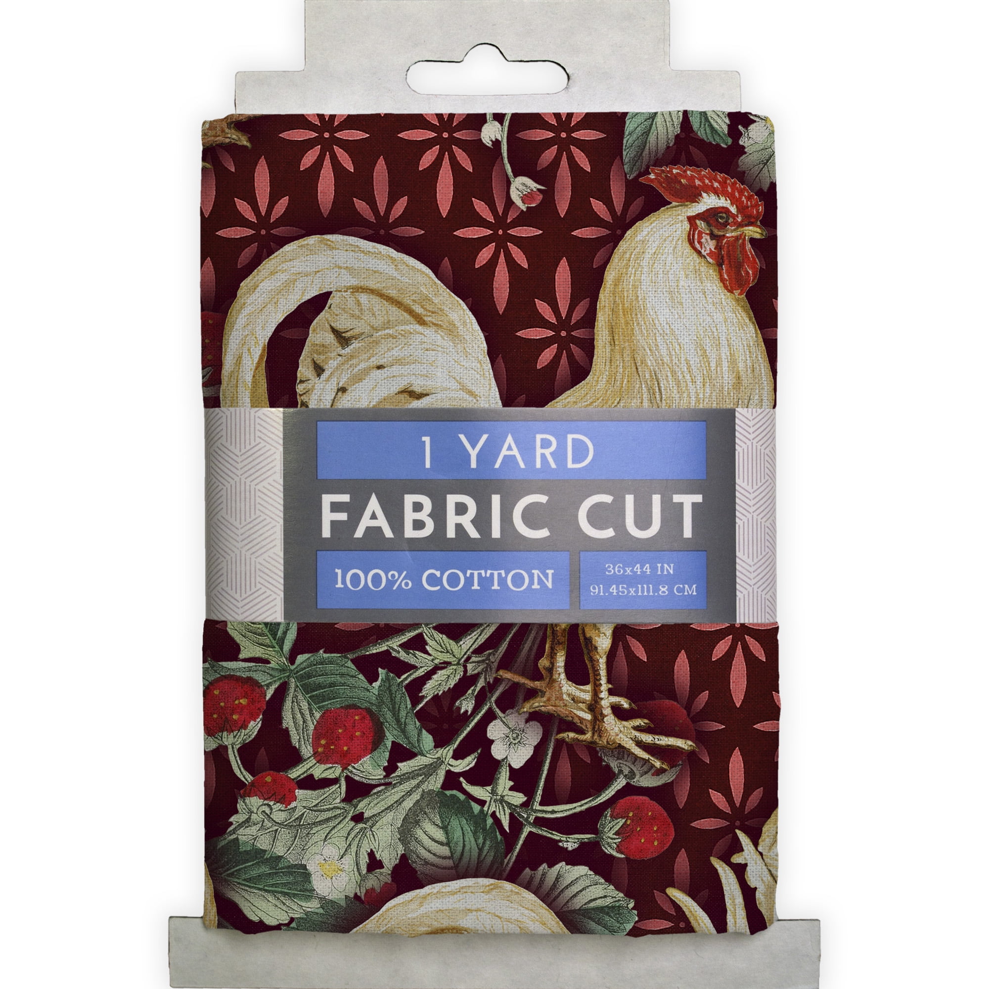 1 Yard 100% Cotton Country Toss Chicken, Red, 44" Wide for Quilting & Sewing by David Textiles