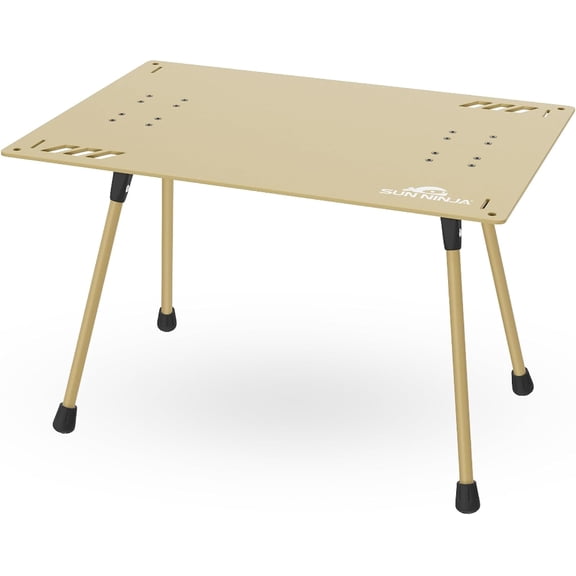 SUN NINJA Beach Table, Lightweight Mini Folding Beach and Camping Table, Portable Picnic Table with Carry Case, Durable Aluminum Top, Non-Slip Feet, Small Foldable Sand Table, Collapsible Outdoor Tab
