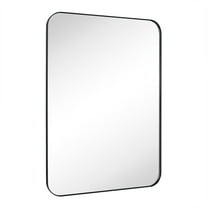 TEHOME 36x48'' Black Rounded Rectangle Bathroom Vanity Wall Mirror Stainless Steel Metal Framed Rectangular Bathroom Mirror, Vertical and Horizontal Hanging