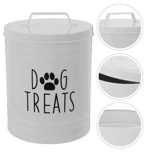 FRCOLOR Dog Food Storage Container with Lid Farmhouse Style Metal Dog Treat Canister Airtight Iron Dog Snack Storage Canister for Kitchen Counter
