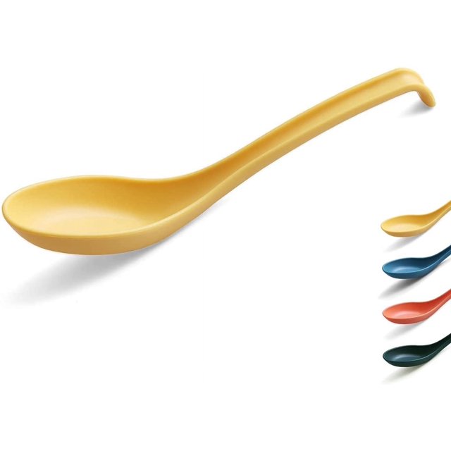 Evanda Plastic Soup Spoon of 12 Pieces, Unbreakable Reusable Dinner Spoon for All Purpose and All Age Microwave Safe BPA Free Dishwasher Safe (Gold Yellow)