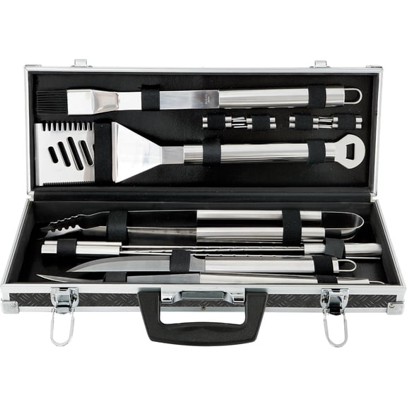 Mr. Bar-B-Q - Platinum Prestige Stainless Steel Barbeque Tool Set with Aluminum Carrying Case - 18 Piece