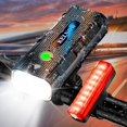 thumbnail image 1 of QJUHUNG Bike Lights  Night Riding  High Lumen 5800mAh 15.5H Runtime Aluminum Bicycle Light Front and 40H Runtime Taillight  IPX5 USB Rechargeable LED Headlight Rear Light Accessories Adul, 1 of 7