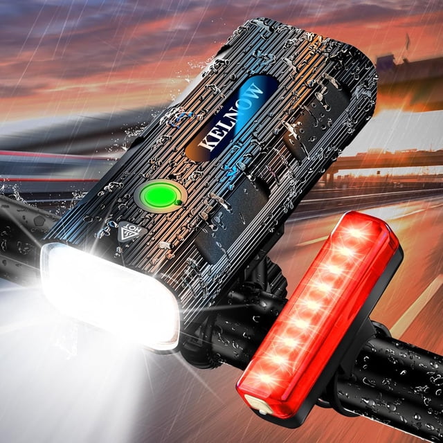 QJUHUNG Bike Lights Night Riding High Lumen 5800mAh 15.5H Runtime Aluminum Bicycle Light Front and 40H Runtime Taillight IPX5 USB Rechargeable LED Headlight Rear Light Accessories Adul