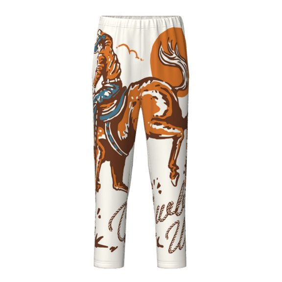 Xecao Cowboy Riding Horse Print Teenagers' Pajama Pants Long Sleep Pants Soft Elastic Waist Pajama Bottoms Elastic waist with 2 Pockets 5-16 Years-XS(5-6)