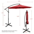 thumbnail image 3 of Costway  10 FT Patio Offset Umbrella w/8 Ribs Cross Base Tilt Claret, 3 of 12