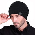 thumbnail image 4 of 1 gorro para hombre, cálido, de invierno, tejido holgado, grueso, con forma de calavera, 4 of 8