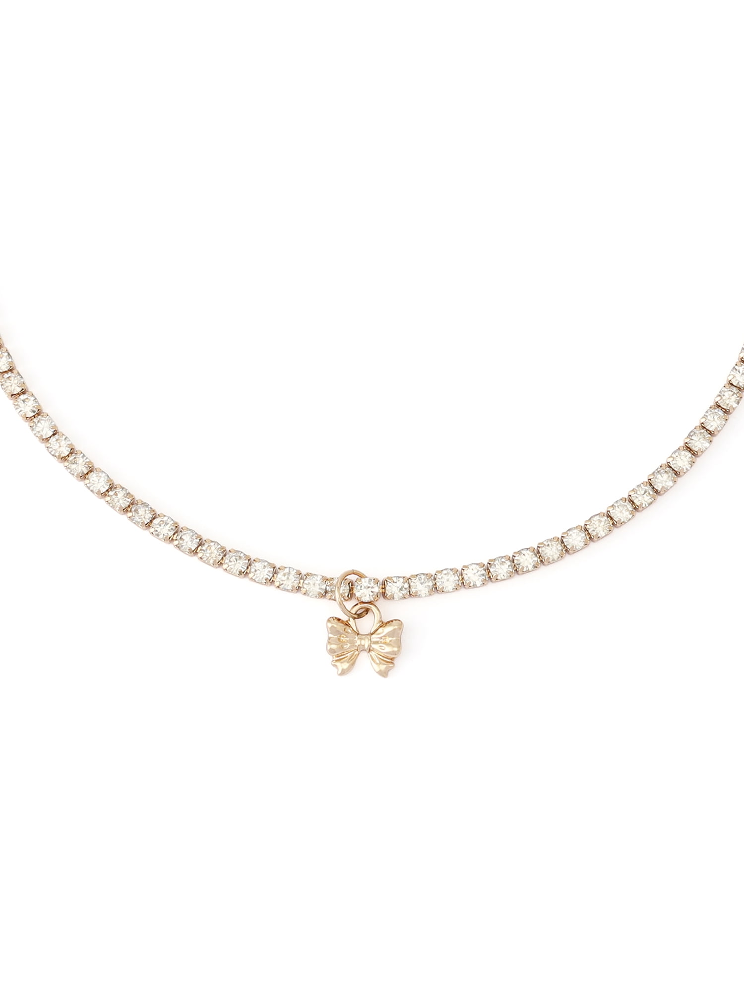 Madden NYC Women's Fashion Crystal Bow Hoop Earring & Necklace Jewelry Set