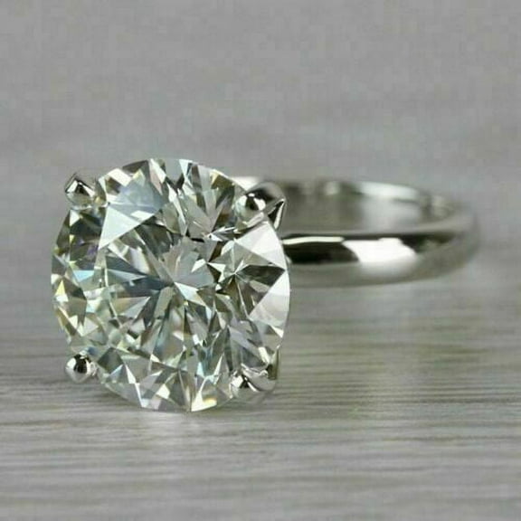 Forever Jewels 5 TCW Round Cut Moissanite Women Engagement Solitaire Rings 14K White Gold Plated