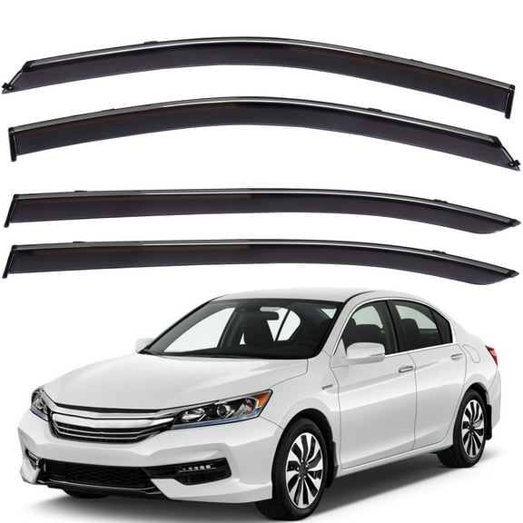 CCIYU Window Visors Side Window Deflector Window Deflector Sun Rain Guard 4Pc Set Replacement fit for 2013 2014 2015 2016 2017 For Honda For Accord Sedan Polycarbonate