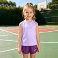 thumbnail image 4 of Girls Athletic Sets Summer Sleeveless Shorts, Toddler Kids Outfit Set 2 Piece Cool Feeling, Purple Size 3-4 Years, 4 of 6