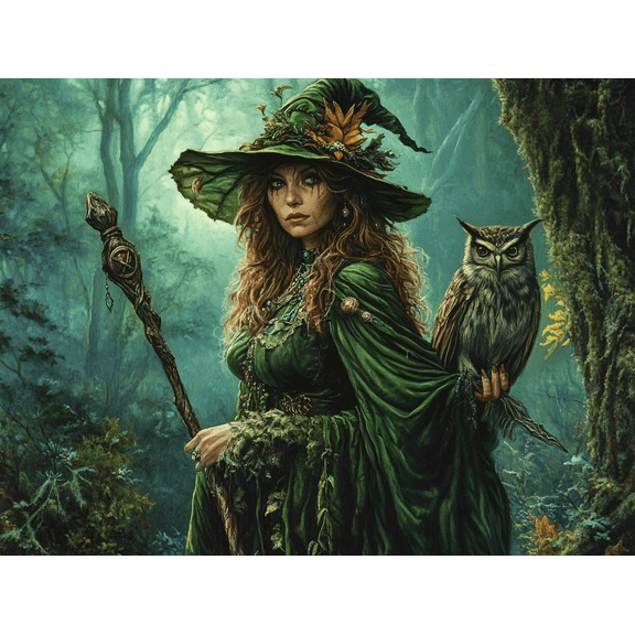 5D Enchanted Witch of The Forest Diamond Art 12x16 Inch Full Drill Diamond Painting Kits for Adults & Beginners - DIY Art Crafts for Relaxation and Home Wall Decor 1