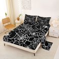 thumbnail image 2 of Feelyou Spooky Spider Web Queen Sheets, Halloween Animal Queen Sheet Sets, Black White, 4-Piece, 1 Flat Sheet, 1 Fitted Sheet and 2 Pillowcases, 2 of 5