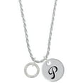 thumbnail image 1 of Delight Jewelry Silvertone Tia Eternity Ring Silvertone Script Initial Disc - P - Charm Necklace, 20"+3", 1 of 4