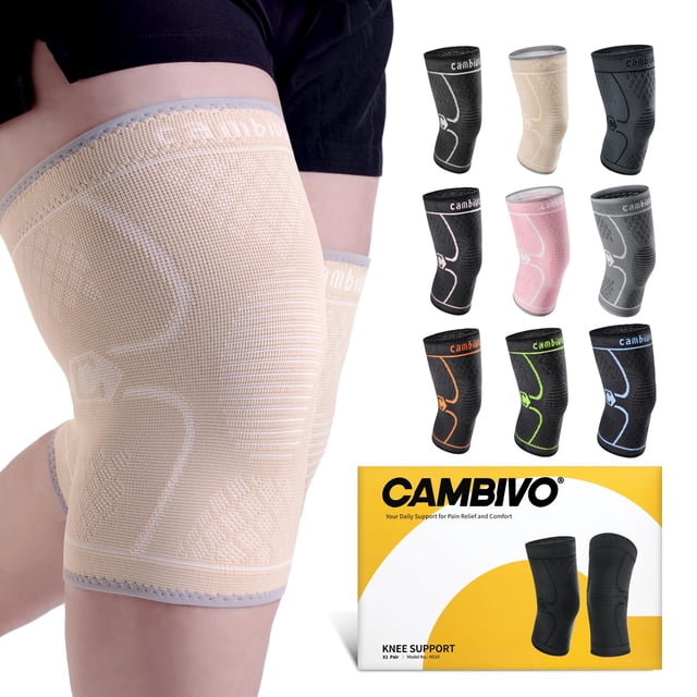 CAMBIVO - Rodilleras de compresión para hombre y mujer (2 unidades), color beige, talla XXXL