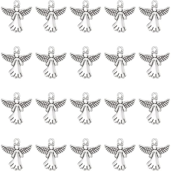 1 Box 40Pcs Angel Charms Guardian Angel Charm Bulk Tibetan Style Alloy Wings Double Sided Charms