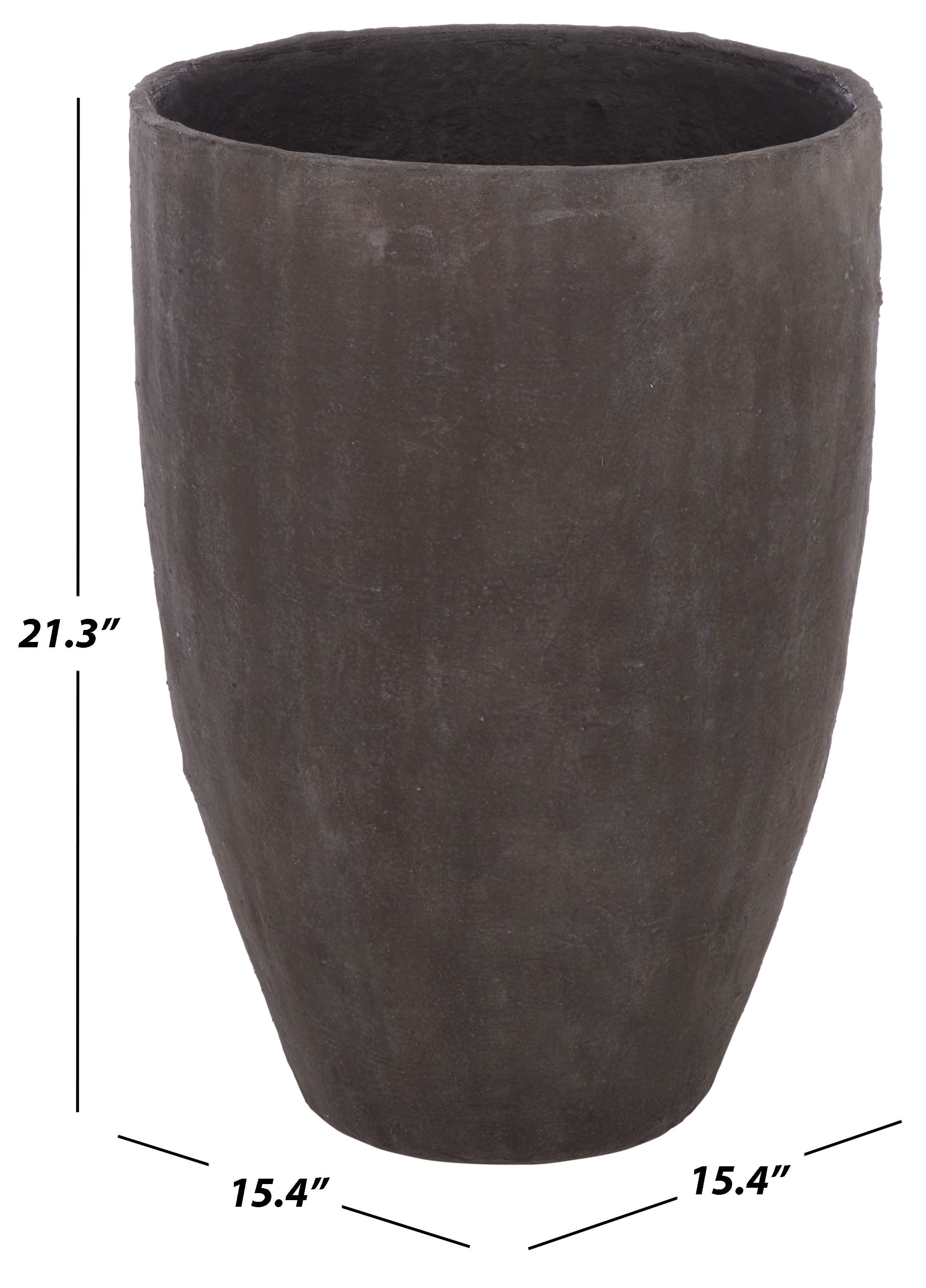 Safavieh 15.4" x 15.4" x 21.3" Round Brown Cement Bamboo Plant Pot