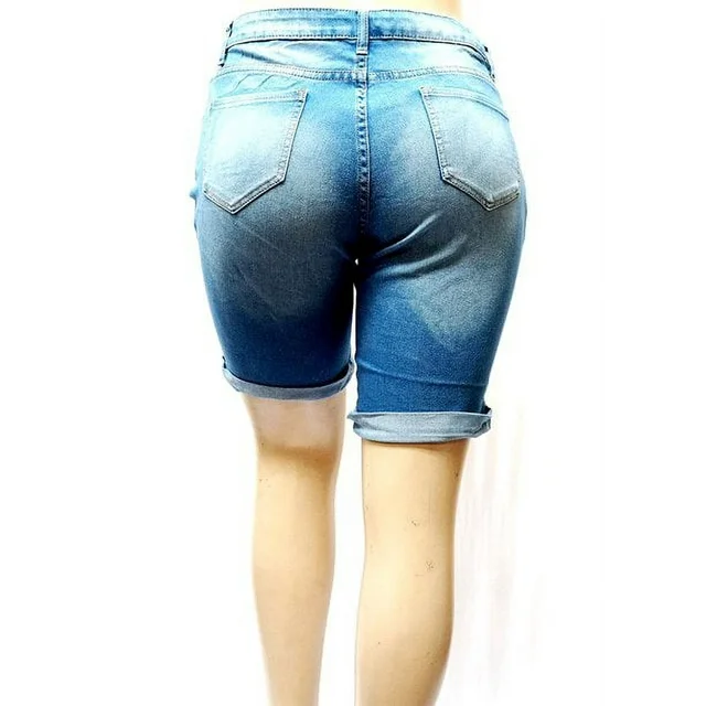 1826 Jeans Women's Plus Size Cuff Rolled Capri Bermuda Short Curvy Denim Jean - 2899 - image 2 of 2