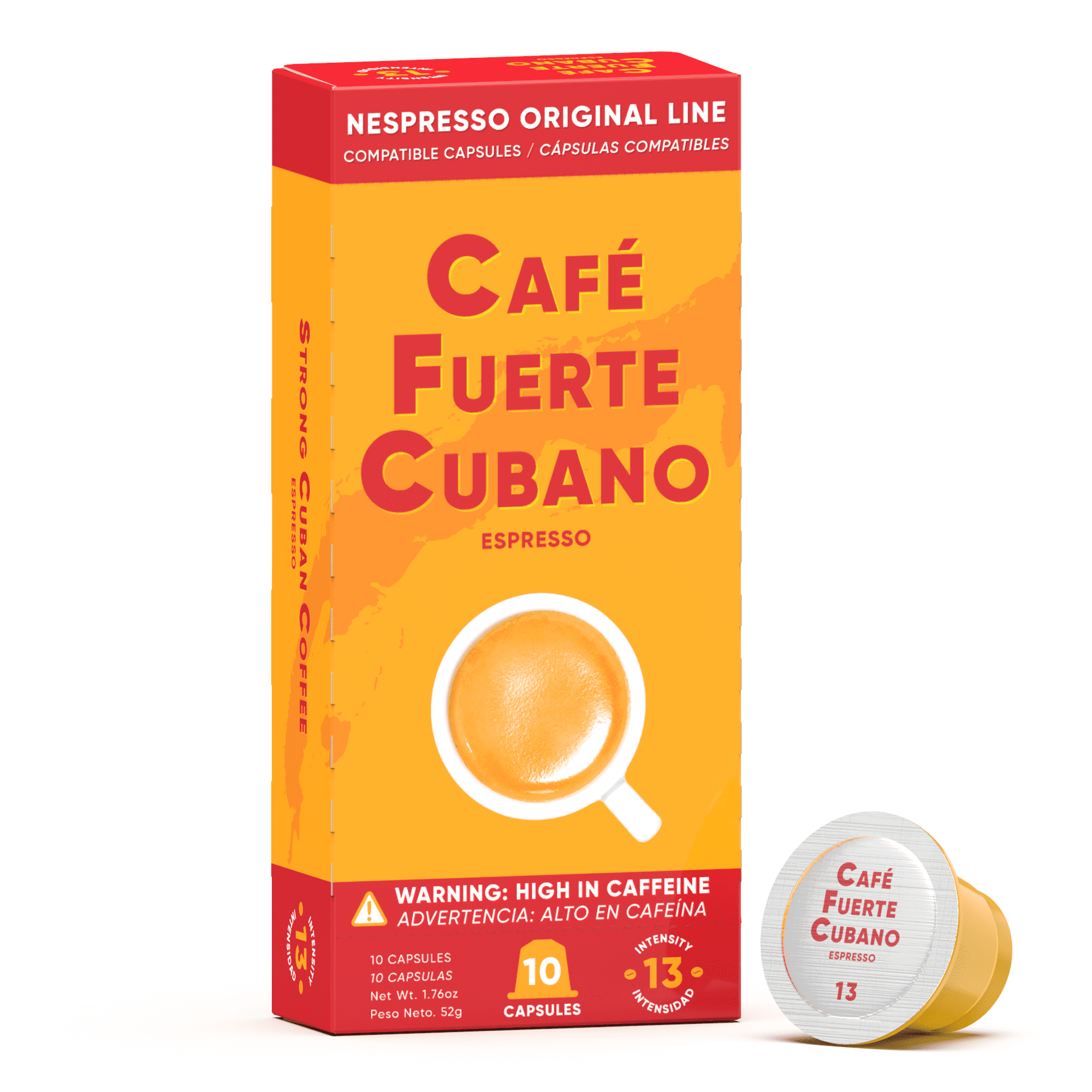 Cafe Fuerte Cubano, Espresso Pods, Nespresso Capsules Compatible with OriginalLine Machines, Intensity 13 (40 Count)