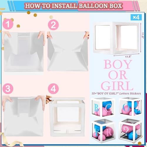 191pcs Pink Blue Gender Reveal Decorations, Boy or Girl Gender Reveal with Balloon Arch Kit, Baby Boxes, Fringe Curtains, Photo Props, Cake Copper$$Home Decor, Kitchen, & Other