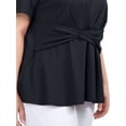 thumbnail image 6 of Unique Bargains Women's Plus Size Short Sleeve Solid Outfits Fashion Wrap Peplum Tops 4X Navy Blue, 6 of 7