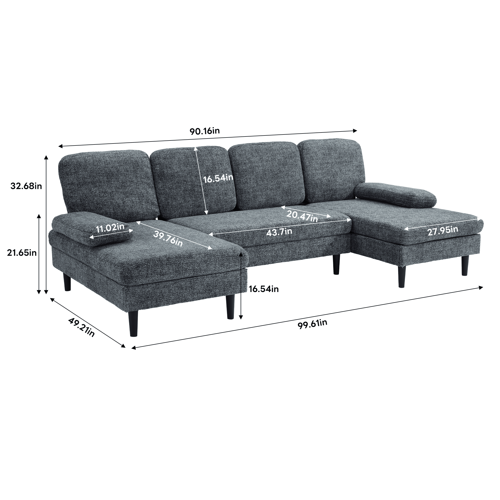 U-Shaped Sectional Sofa with Double Chaise