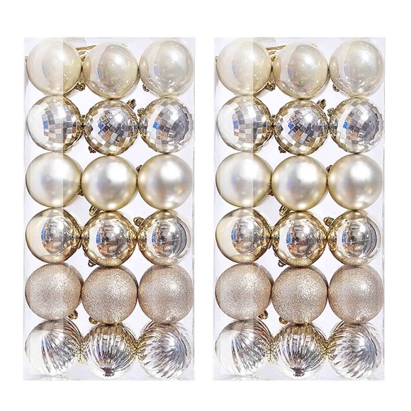 EGNMCR Suspension Ornements 72PCS Arbre de Noël Boule de Babiole Suspendu Décoration de Fête à la Maison 3CM Topper Bauble