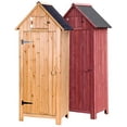thumbnail image 4 of Merax Arrow Shed Wooden Garden Shed Wooden Lockers with Fir Wood Single Door, Pink, 4 of 8