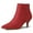 Red, variant on BLISSFUL STEP Women's Ankle Boots Kitten Heel Pointed Toe Side Zip Faux Suede Boots Black 9