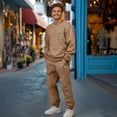 thumbnail image 4 of Dalix Alien Embroidery Relaxed Sweatsuit Set Crewneck Jogger Soft Fleece Relaxed Fit Lounge Mens in Camel L Large, 4 of 5