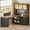 Brown, variant on SEDETA L Shaped Office Desk with Bookshelf, Large Home Office Desk with Power Outlets, LED Lights & Pegboard, Corner Computer Desk with 3 Drawers, 2-Tier Shelf & 3 Glass Doors, PC Workstation Brown