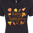 thumbnail image 4 of Inktastic Happy Thanksgiving Fall Leaves in Autumn Colors Women's T-Shirt, 4 of 5
