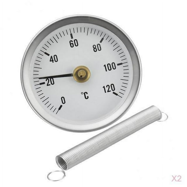 Tachiuwa 2 Pack 63mm Steel Surface Pipe Thermometer Clip-on Temperature Spring Dial Gauge