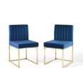 thumbnail image 1 of Modway Carriage Dining Chair Performance Velvet Set of 2 Gold Navy, 1 of 8