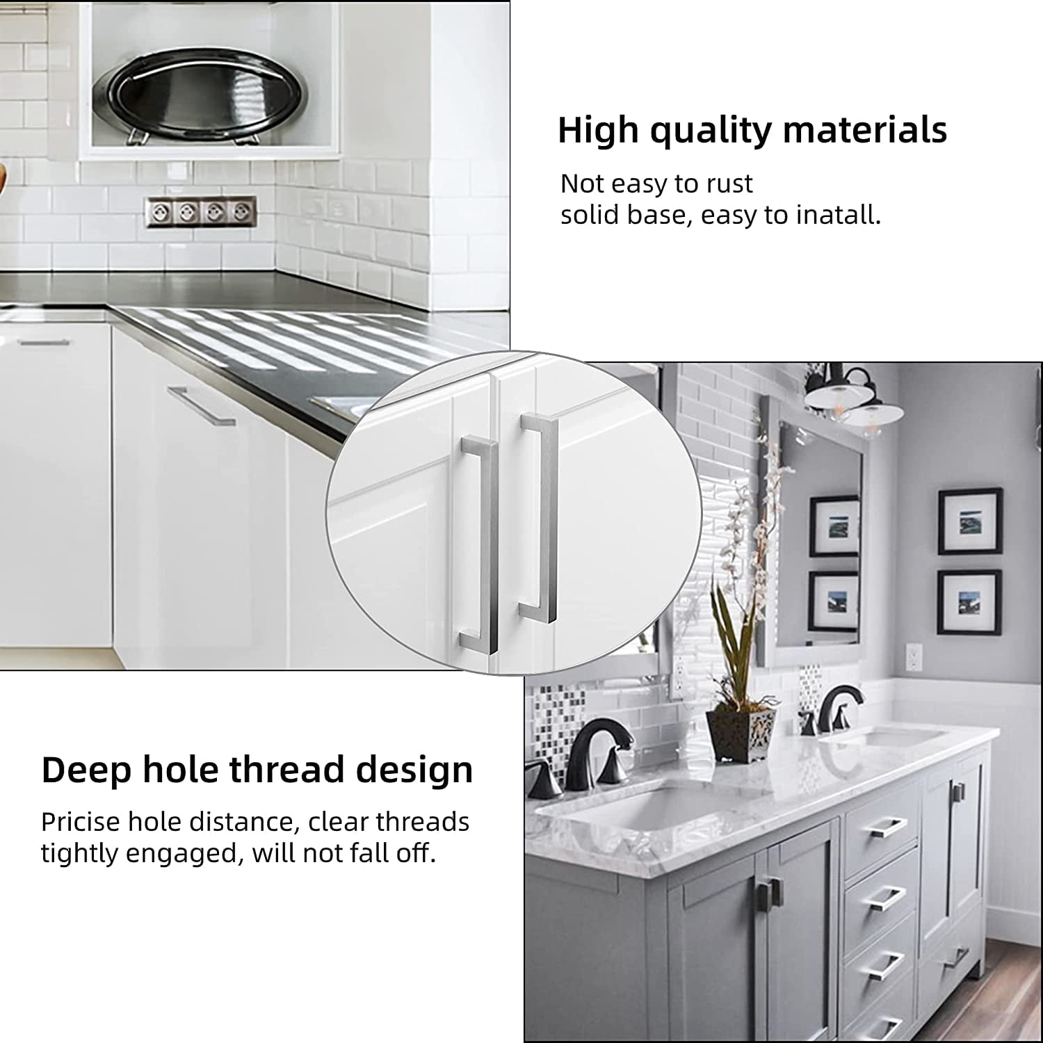 Goldenwarm 10 Pack Brushed Nickel Cabinet Pulls Kitchen Cabinet Handles Stainless Steel Cabinet Hardware 5inch Hole Centers