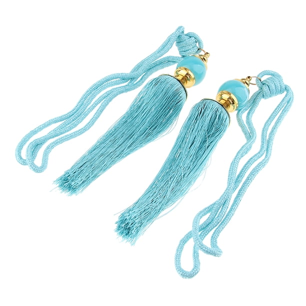 1 par de abrazaderas para cortinas con borlas, hebillas y cordón. Azul